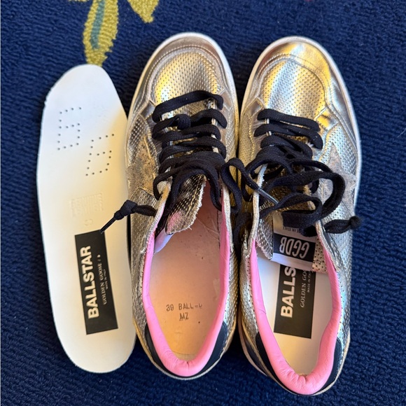 Golden Goose Ball Star Leopard Star Platinum Leather Pink Soles - Picture 8 of 12